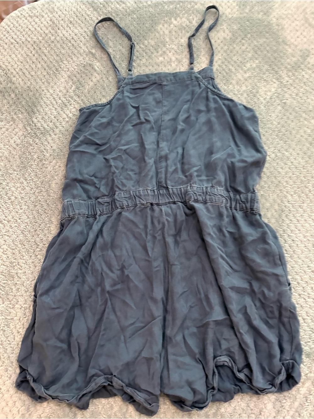 Wild Pearl Slate Blue Spaghetti Strap Romper